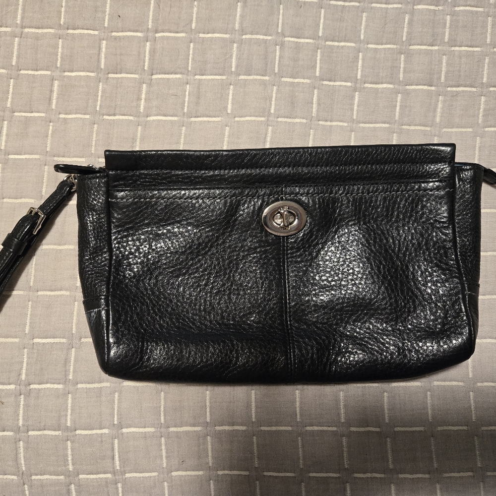 Black Pebbled Leather Women's Clutch Bag